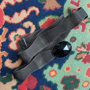 Vintage Gun Metal Mesh Belt with Black Buckle